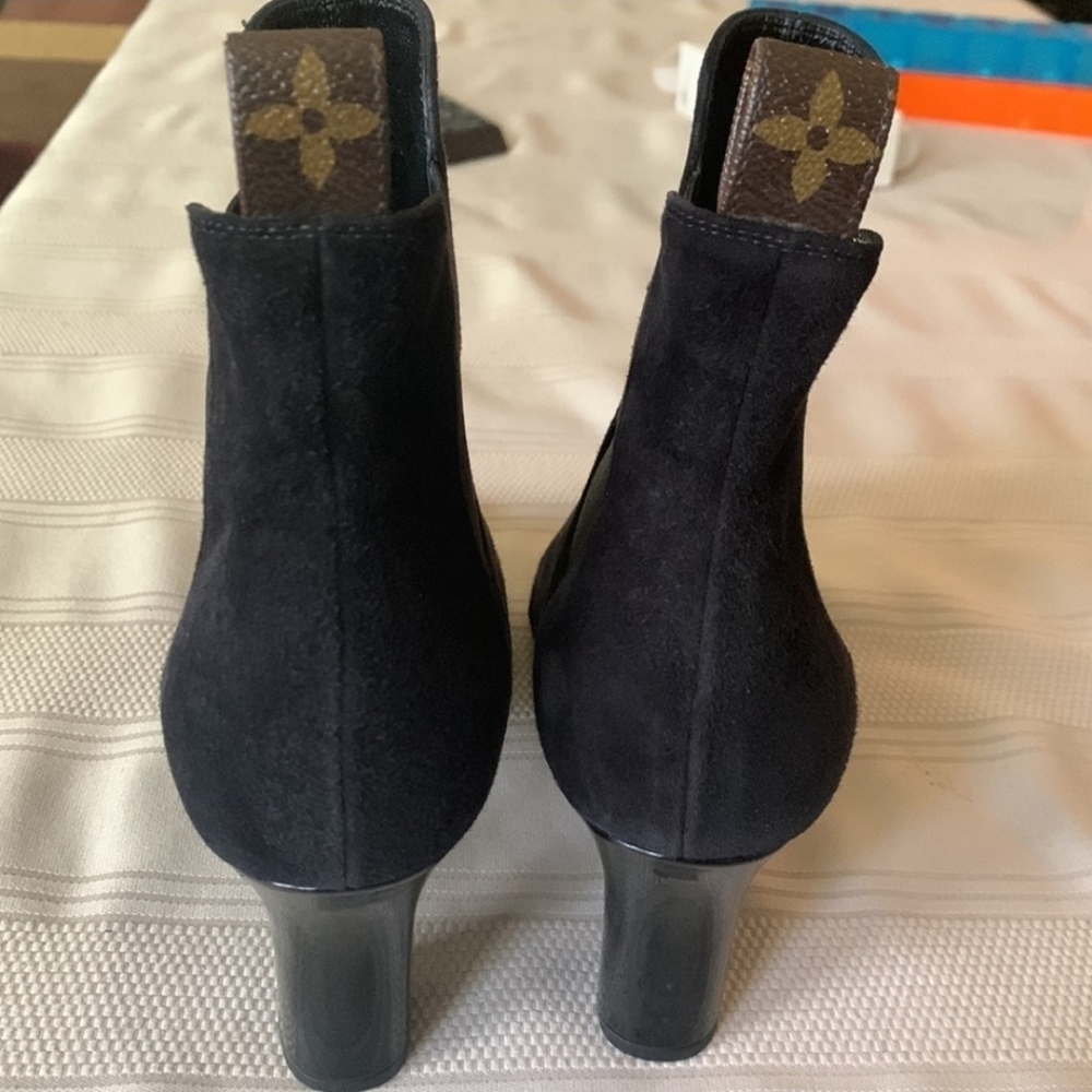 Louis Vuitton Uniform Suede Monogram Booties Size 36.5